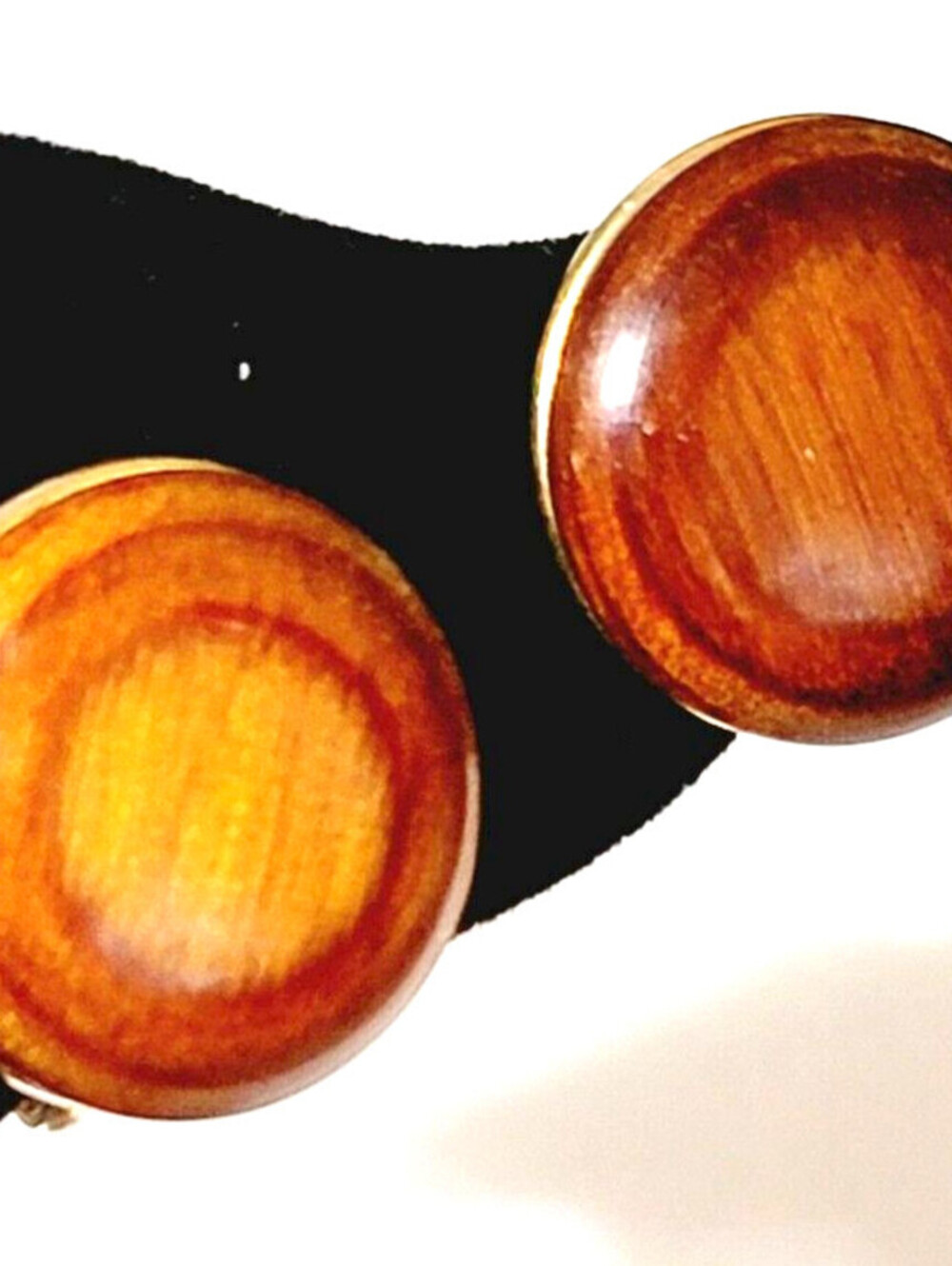 Vintage Mid-Century Round Wooden Screw-Back Earrings, Buttton Style sb-31